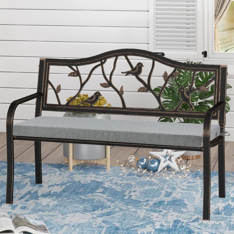 FUNHOME Outdoor Bench Cushion Covers 48" x 18" x 3", No Insert! Patio Pads Covers Replacement for Outdoor Furniture,Water Resistant Patio Loveseat Cushion Covers 1 Pack, Light Grey (Covers ONLY) - Image 2